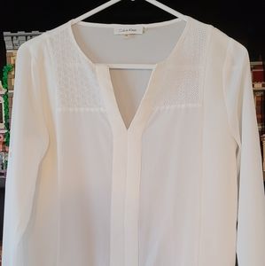 Calvin Klein white roll tab shirt
